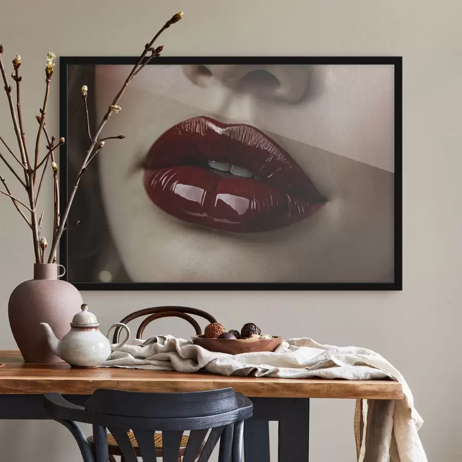Fototapete Nahaufnahme von glänzenden roten Lippen f47772
