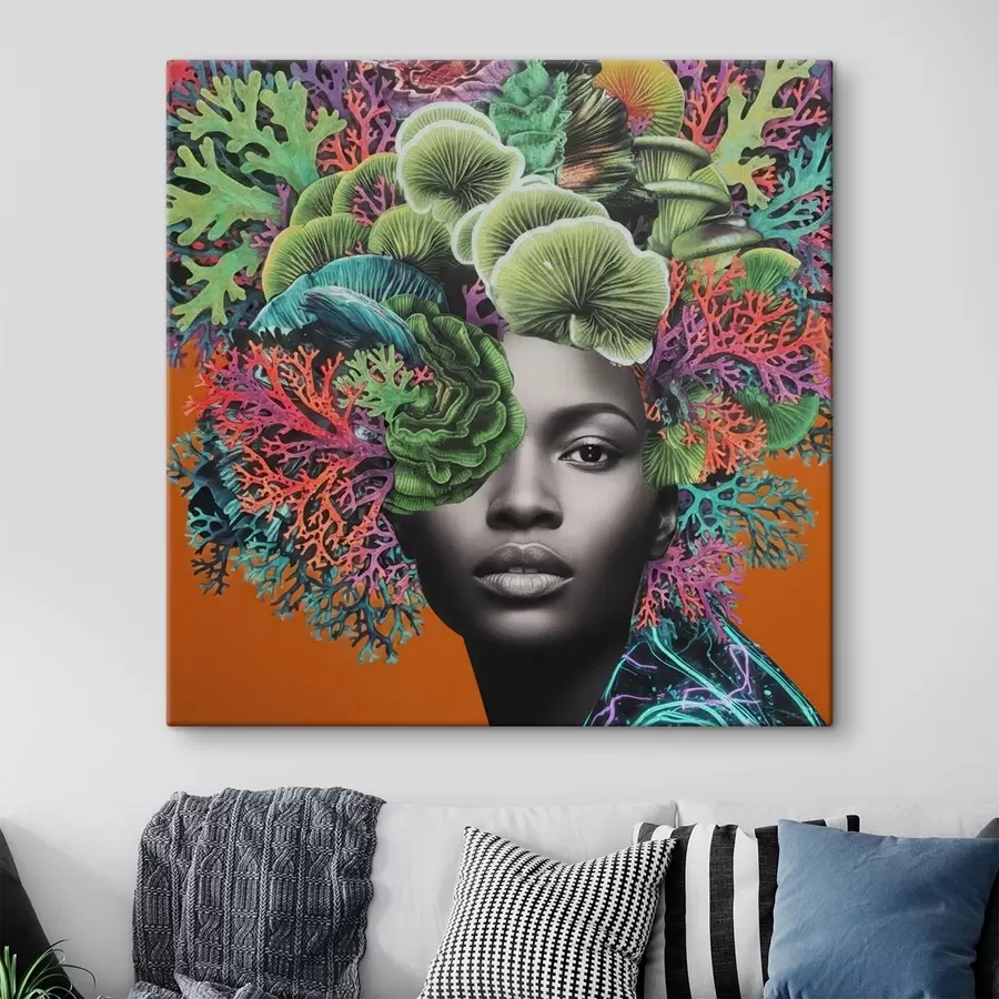 Wandbilder Psychedelisches Porträt mit Pilzen s47787