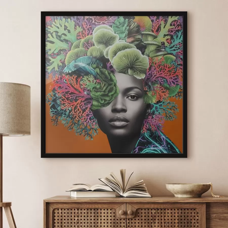 Fototapete Psychedelisches Porträt mit Pilzen f47787