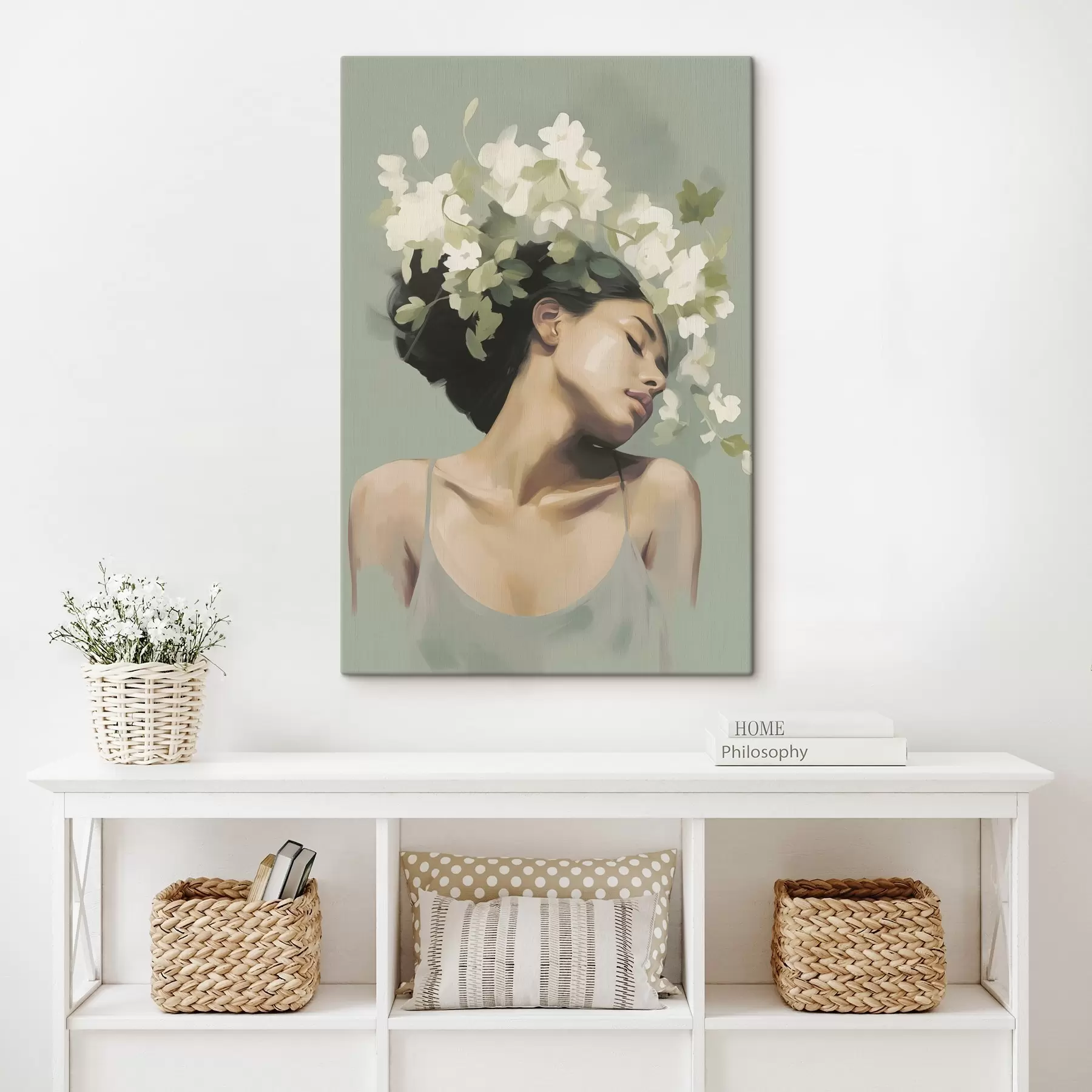 Wandbilder Mädchen mit Blumenkranz s47806