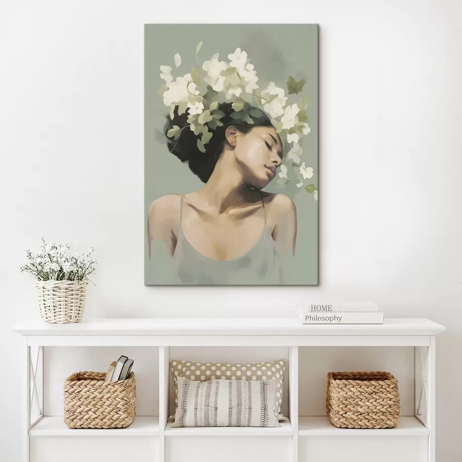 Wandbilder Mädchen mit Blumenkranz s47806