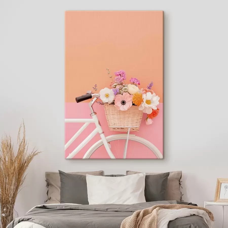 Wandbilder Blumenkorb im provenzalischen Stil, Fahrrad s47895