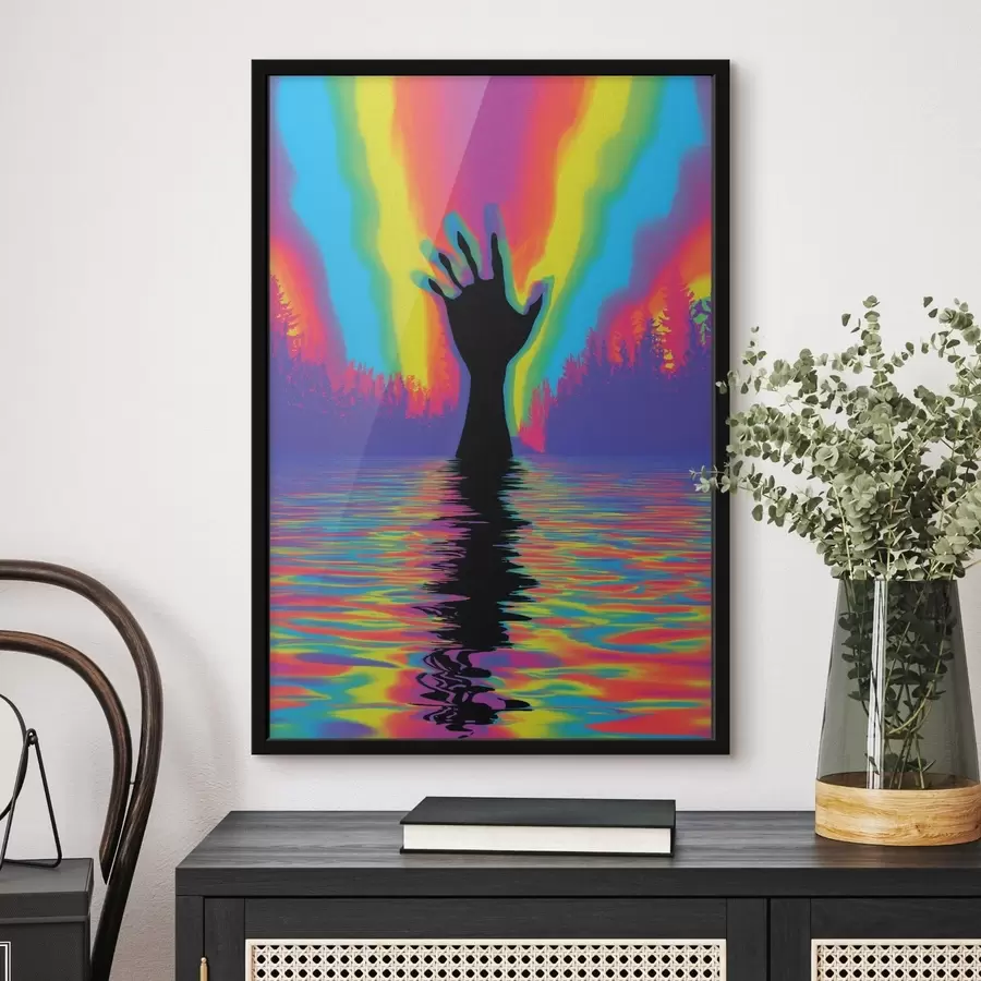 Fototapete Silhouette einer Hand über Wasser f47903