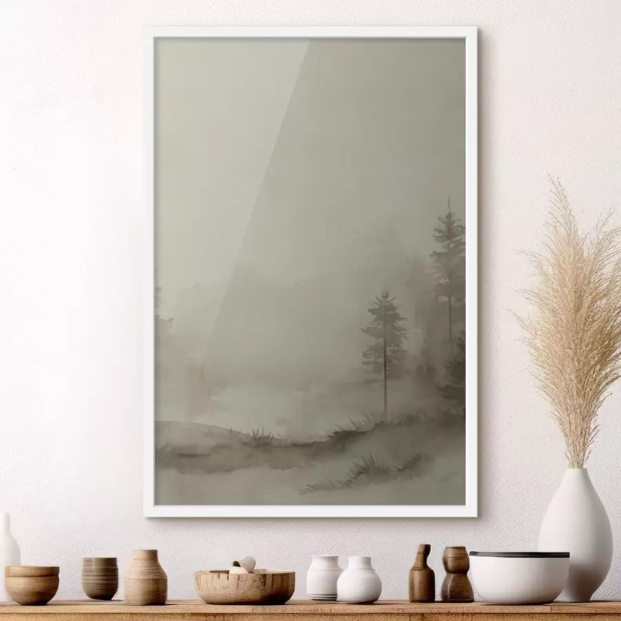 Fototapete Nadelwald, Aquarellimitation f47997