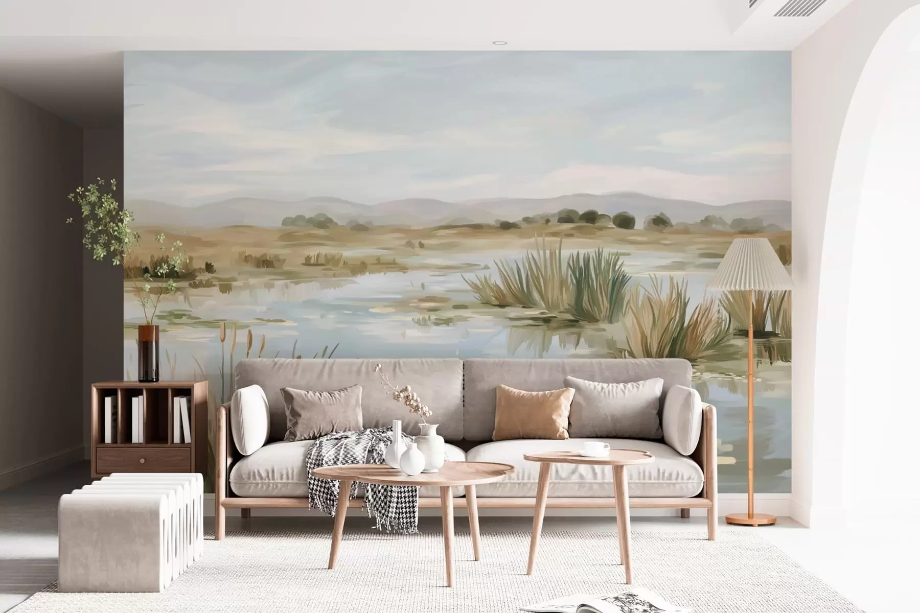 Fototapete Ruhiger, friedlicher See in malerischer Landschaft w05214