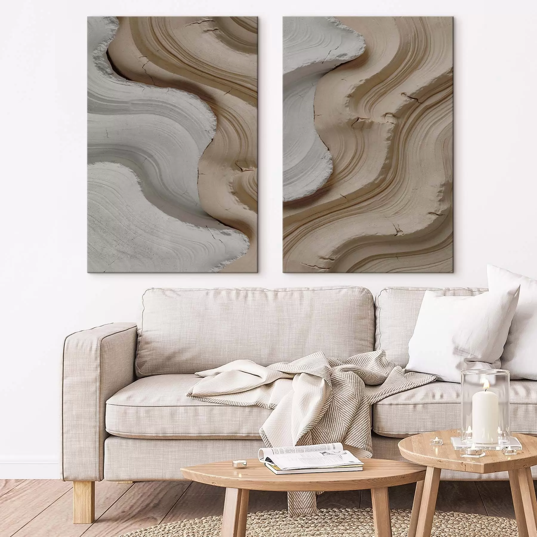 Wandbilder Helle und beige Leisten, 3D-Imitation m30080