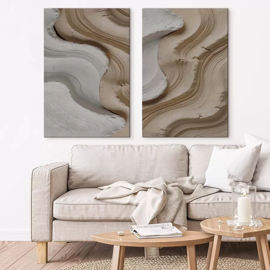 Wandbilder Helle und beige Leisten, 3D-Imitation m30080