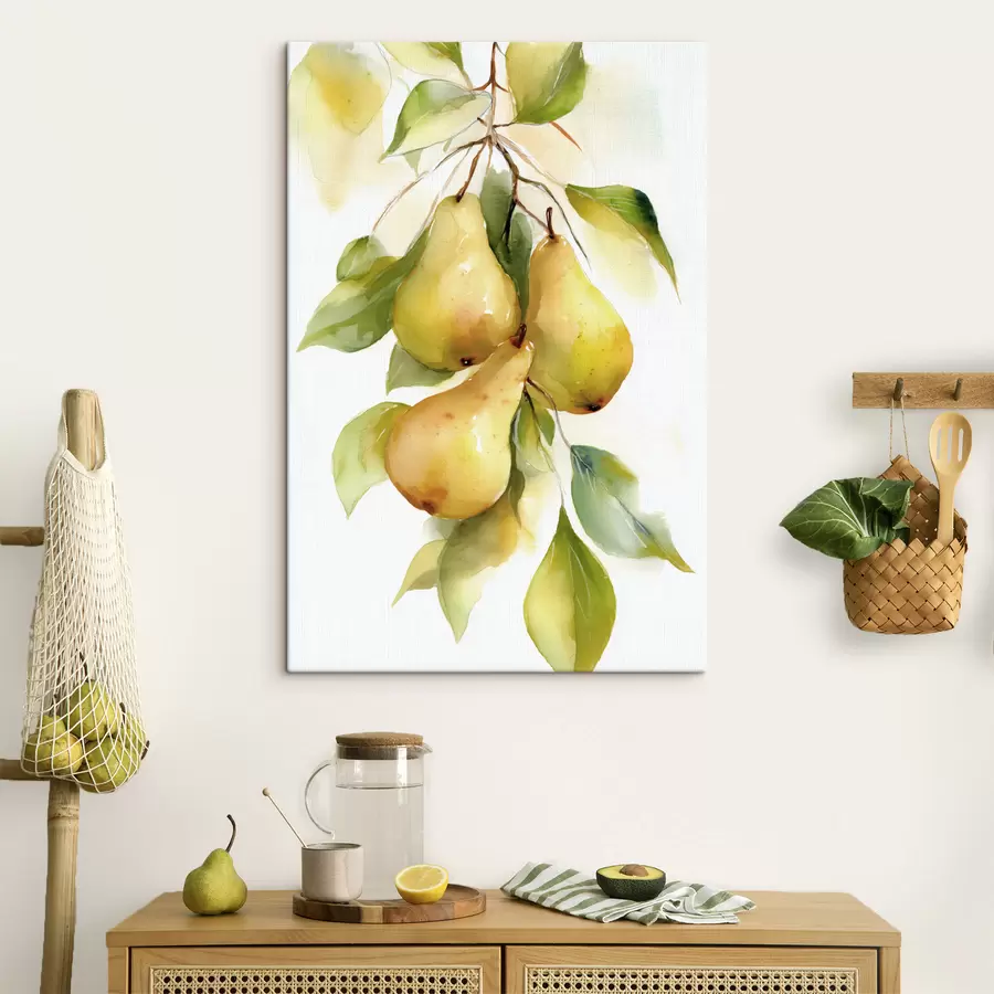 Wandbilder saftige gelbe Birnen im Aquarellstil s47932