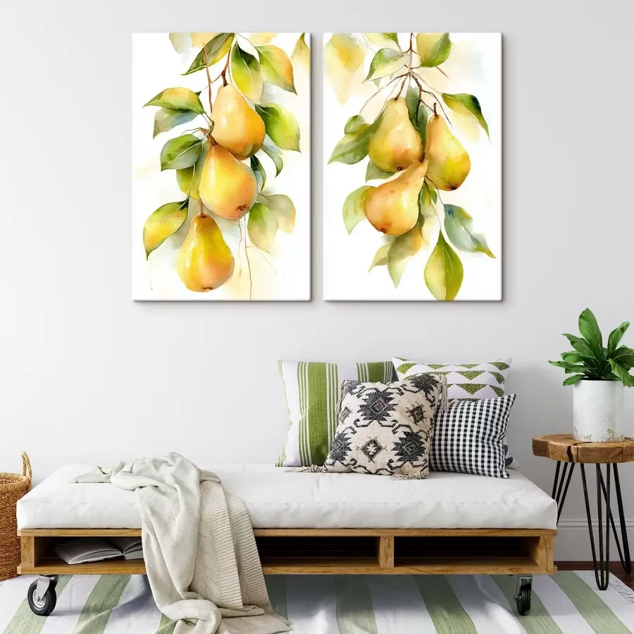 Wandbilder saftige gelbe Birnen im Aquarellstil m30088
