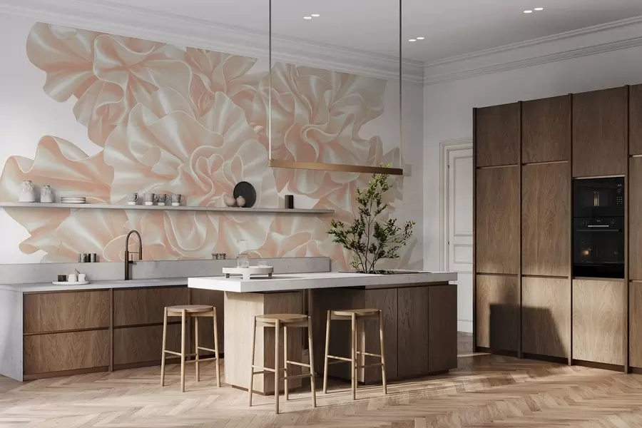 Fototapete Nachahmung von Blumen aus Bändern w05252