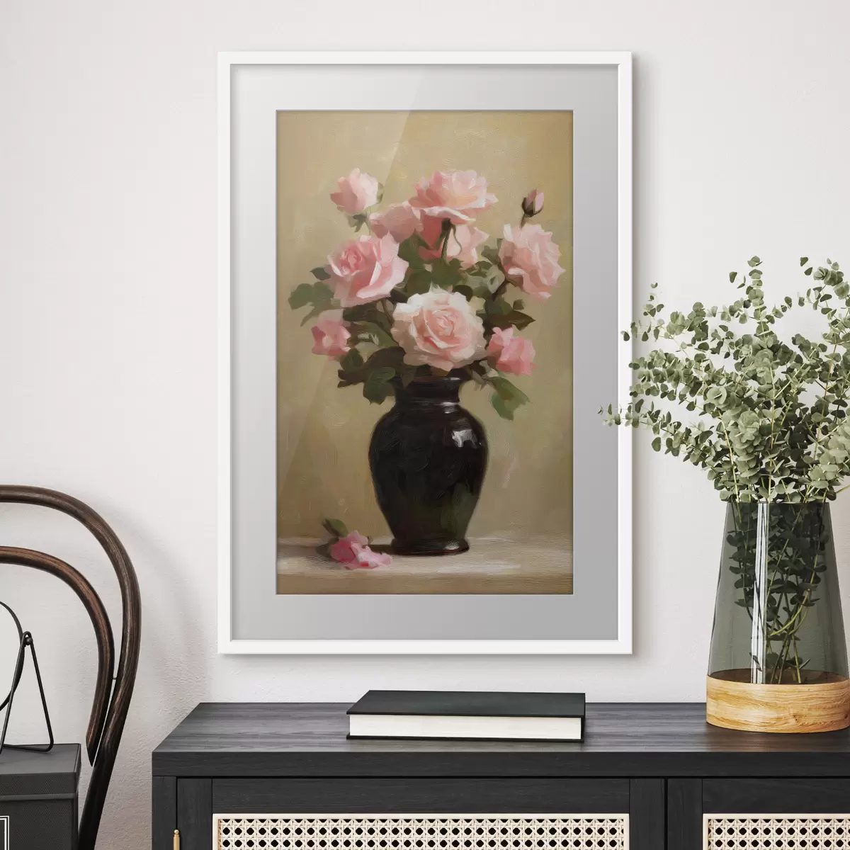 Poster Vase mit Rosen f48125