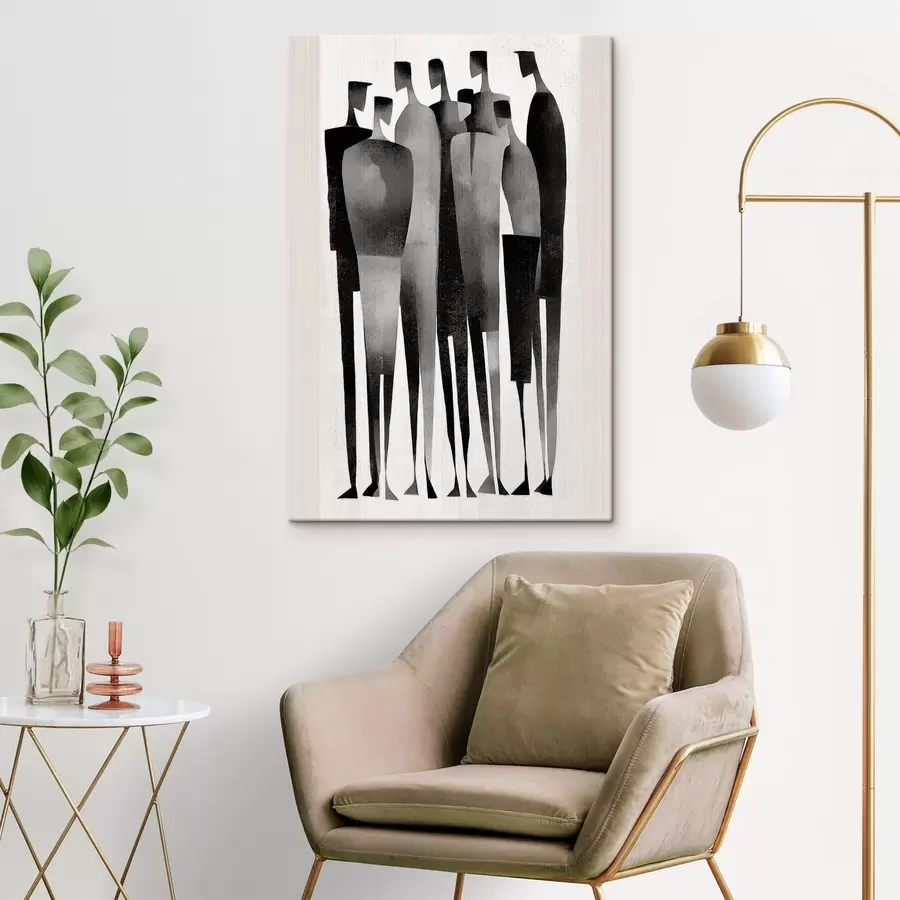 Wandbilder minimalistische, langgestreckte menschliche Figuren, die in einer Reihe stehen s48069