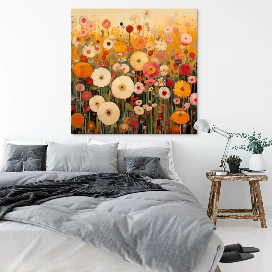 Wandbilder lebhaftes Zierblumenfeld s48112