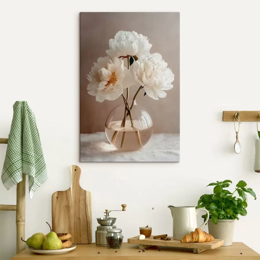 Wandbilder Luftiges, minimalistisches Stillleben mit Pfingstrosen s48119