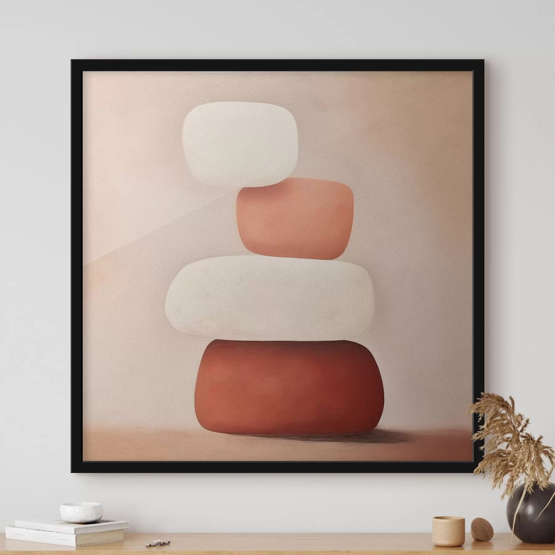 Fototapete Minimale abstrakte Komposition aus gestapelten Formen f48076