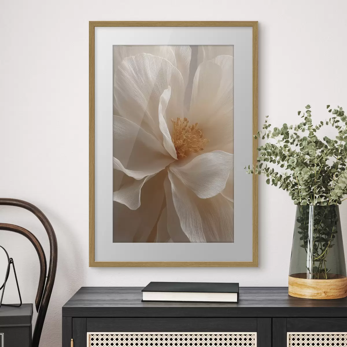Poster Makro-Blumenkomposition in warmen Farbtönen f48120