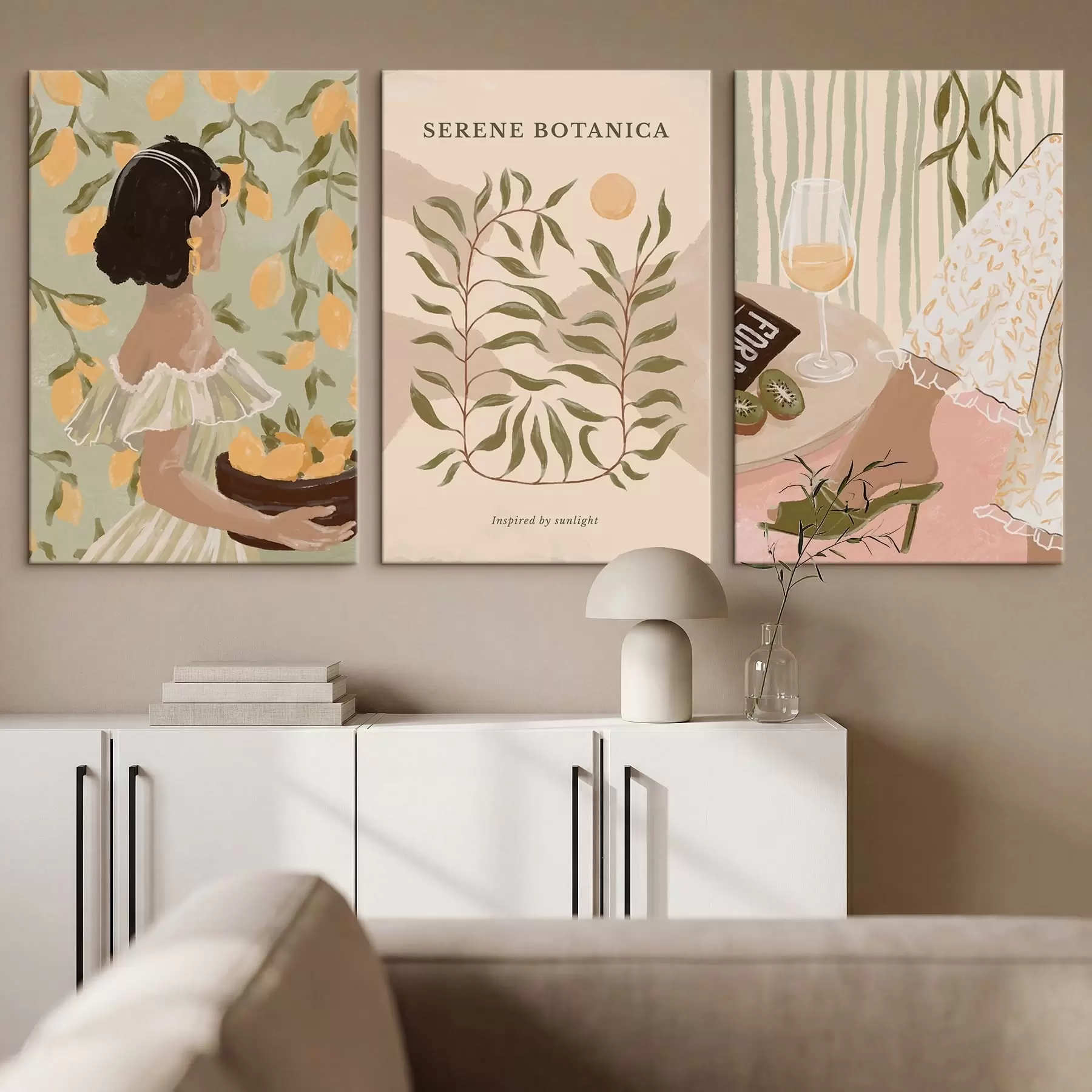 Wandbilder Frau mit Zitronen, Poster und Tisch m30098