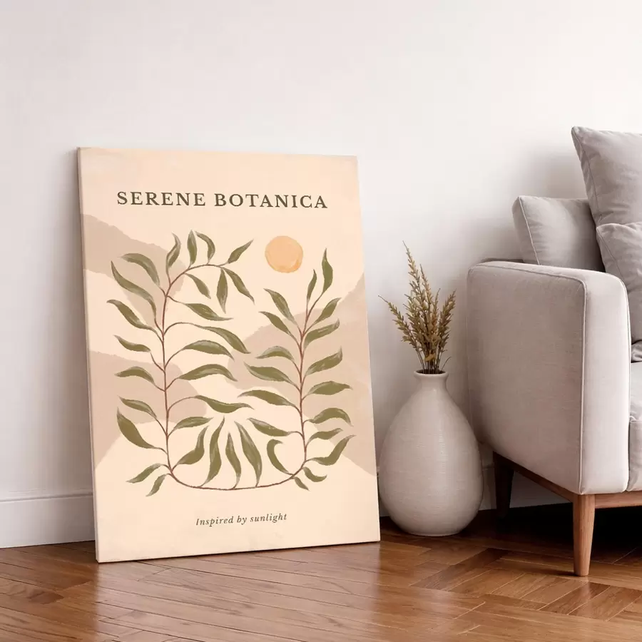 Wandbilder Botanisches Poster mit Serene Botanica-Text s48022