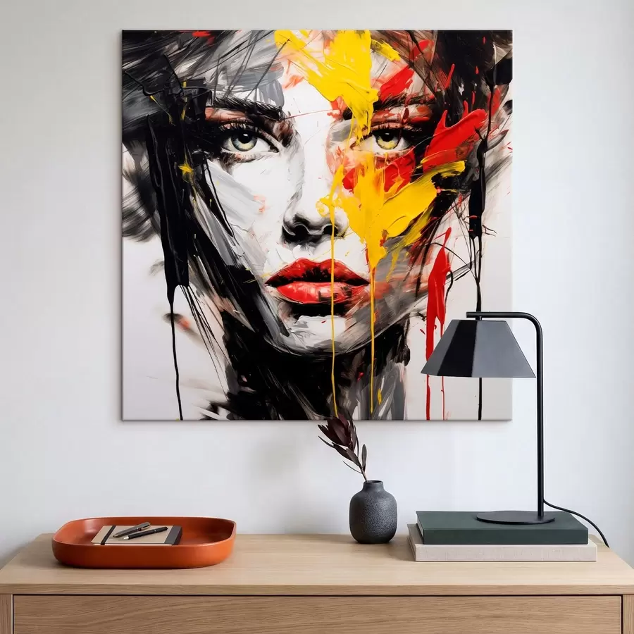 Wandbilder Frauenporträt mit kräftigen Pinselstrichen s48088