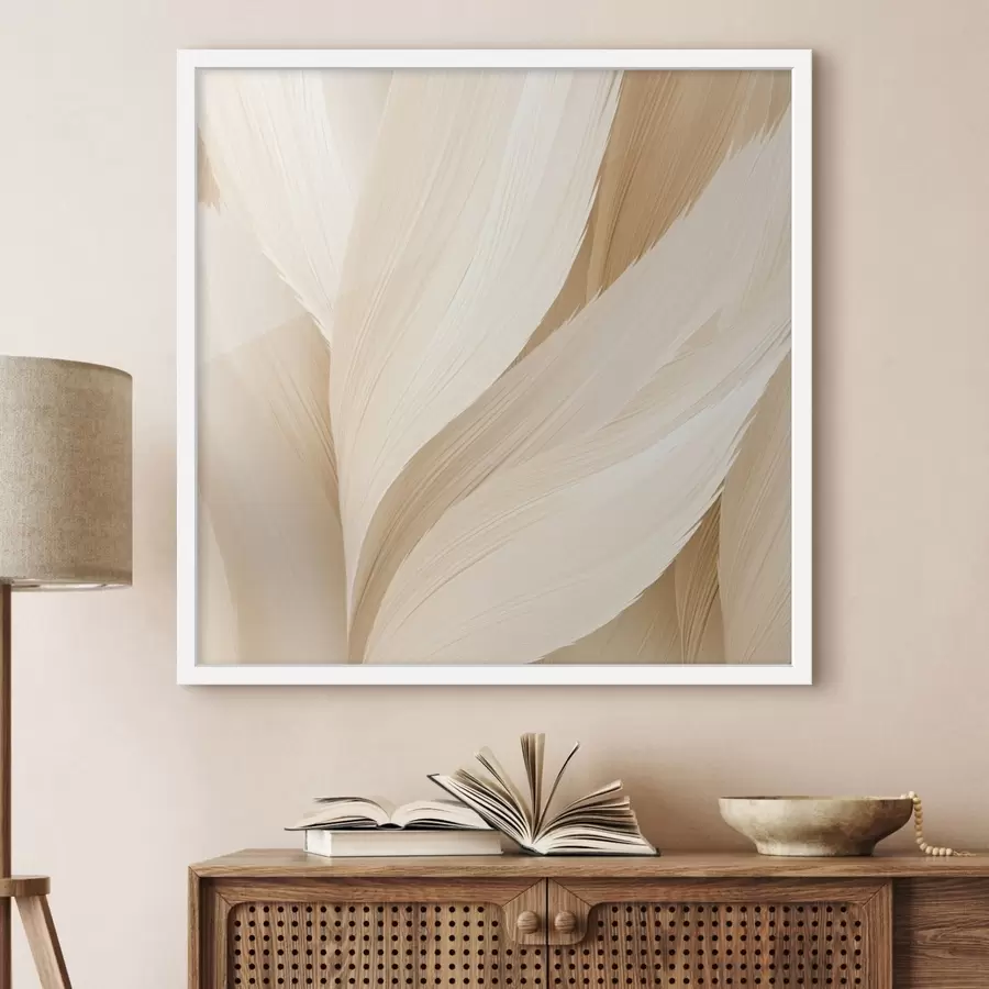 Fototapete Leichte, federartige Formen in Beigetönen f48096