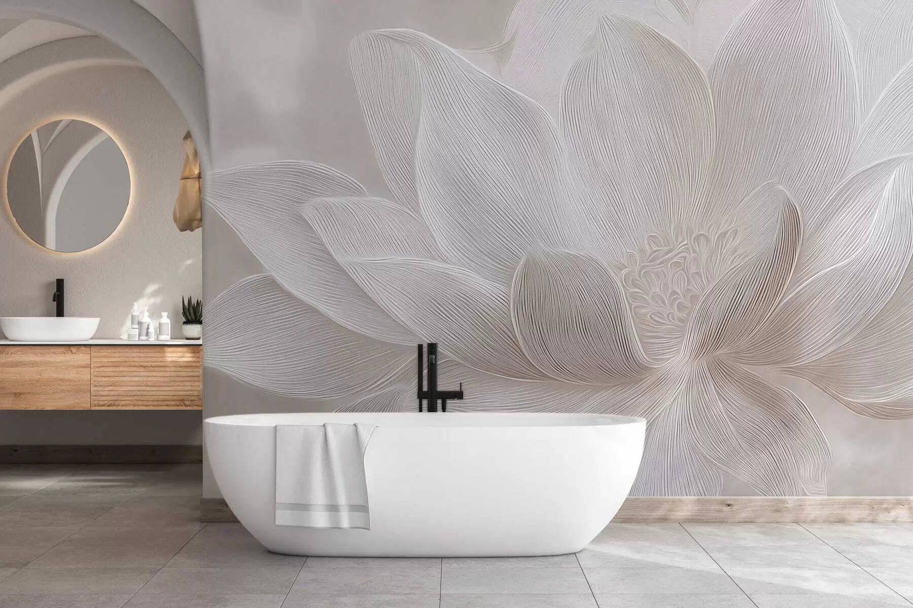 Fototapete Abstrakte fließende Wellen in hellbeigen Farbtönen w05266