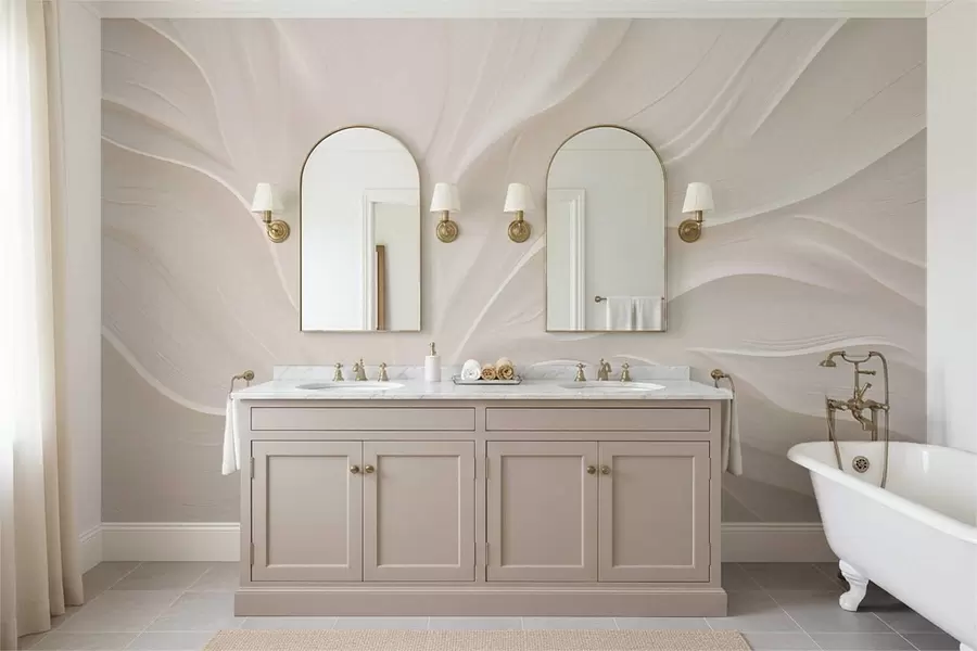 Fototapete Zarte, durchscheinende Blätter an einem Ast w05267