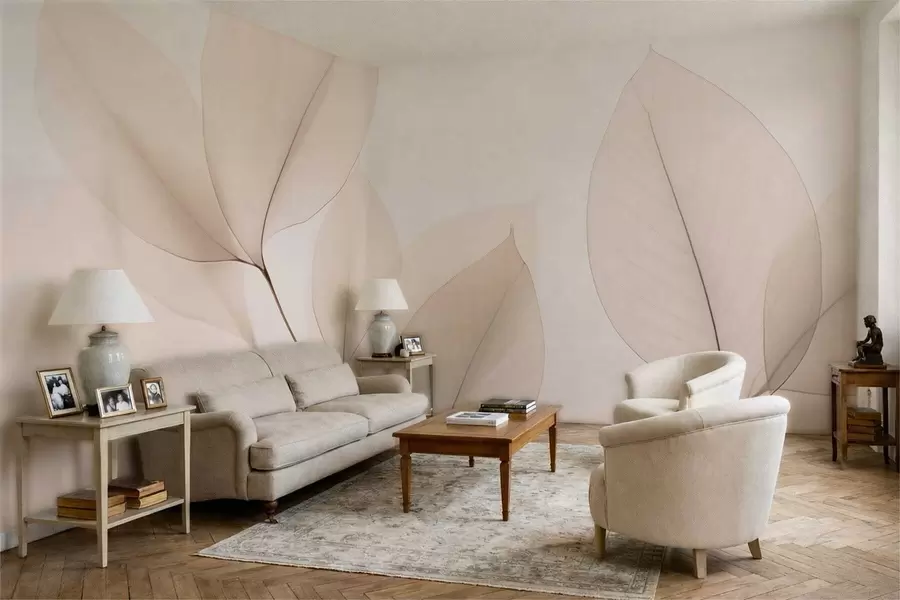 Fototapete Weiße Blume mit feiner Linie w05268