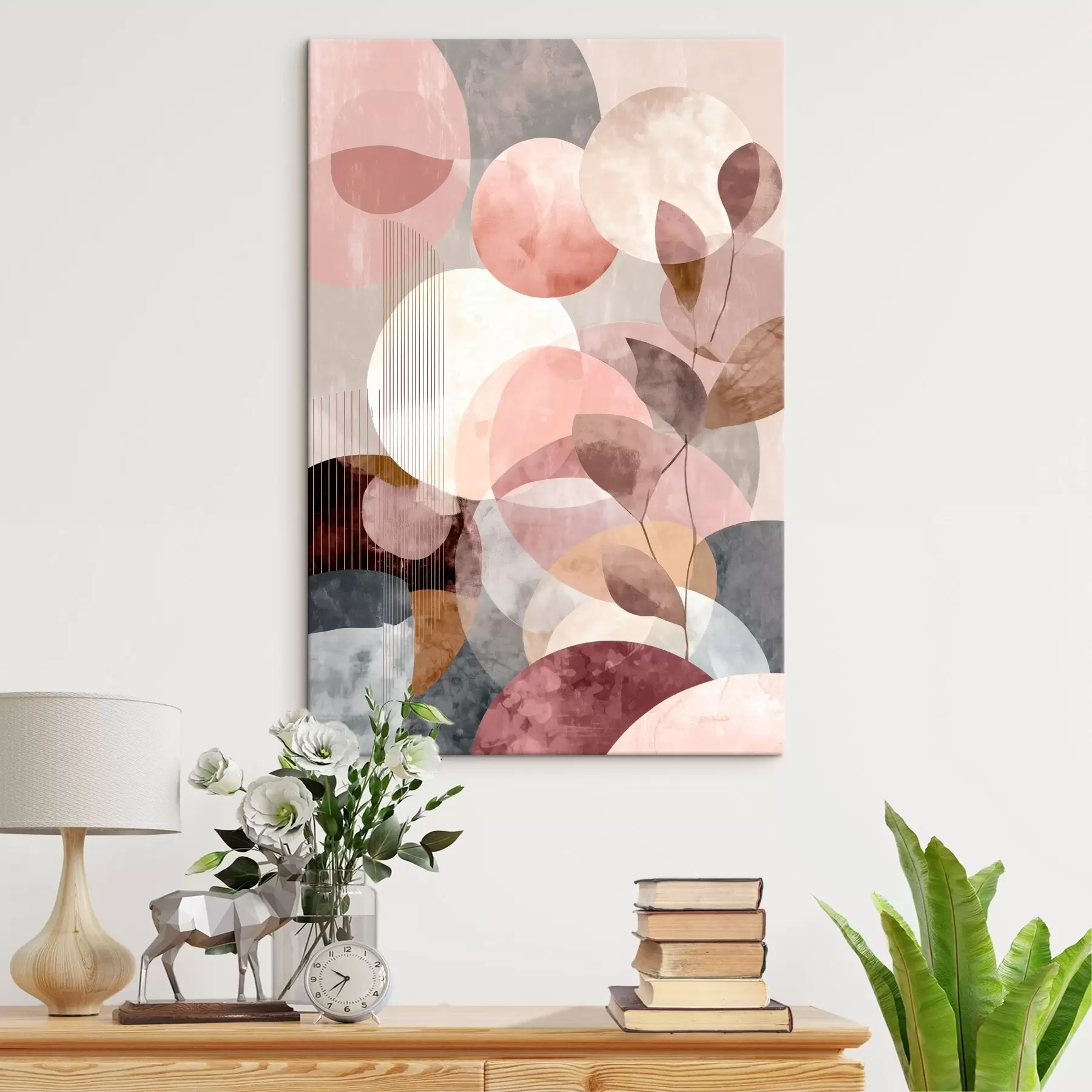 Wandbilder Geometrische Formen und botanische Elemente in einem modernen, minimalistischen Stil s47975