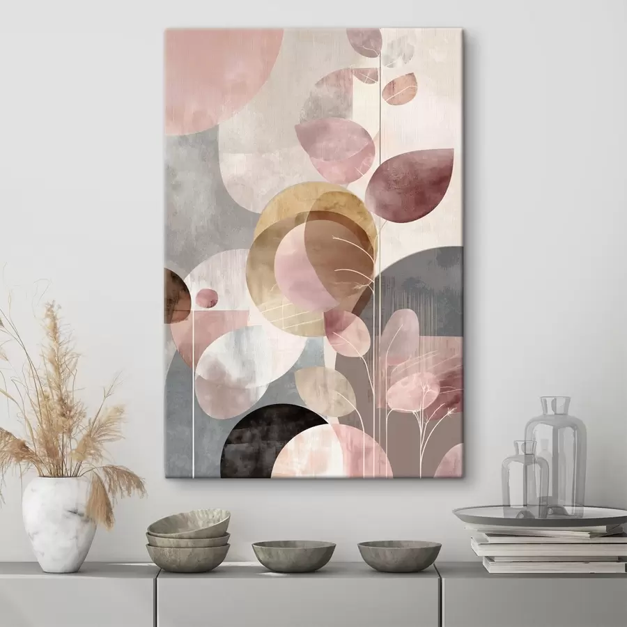 Wandbilder Blumenkunst in Beige-Rosa-Tönen im minimalistischen Stil s47976