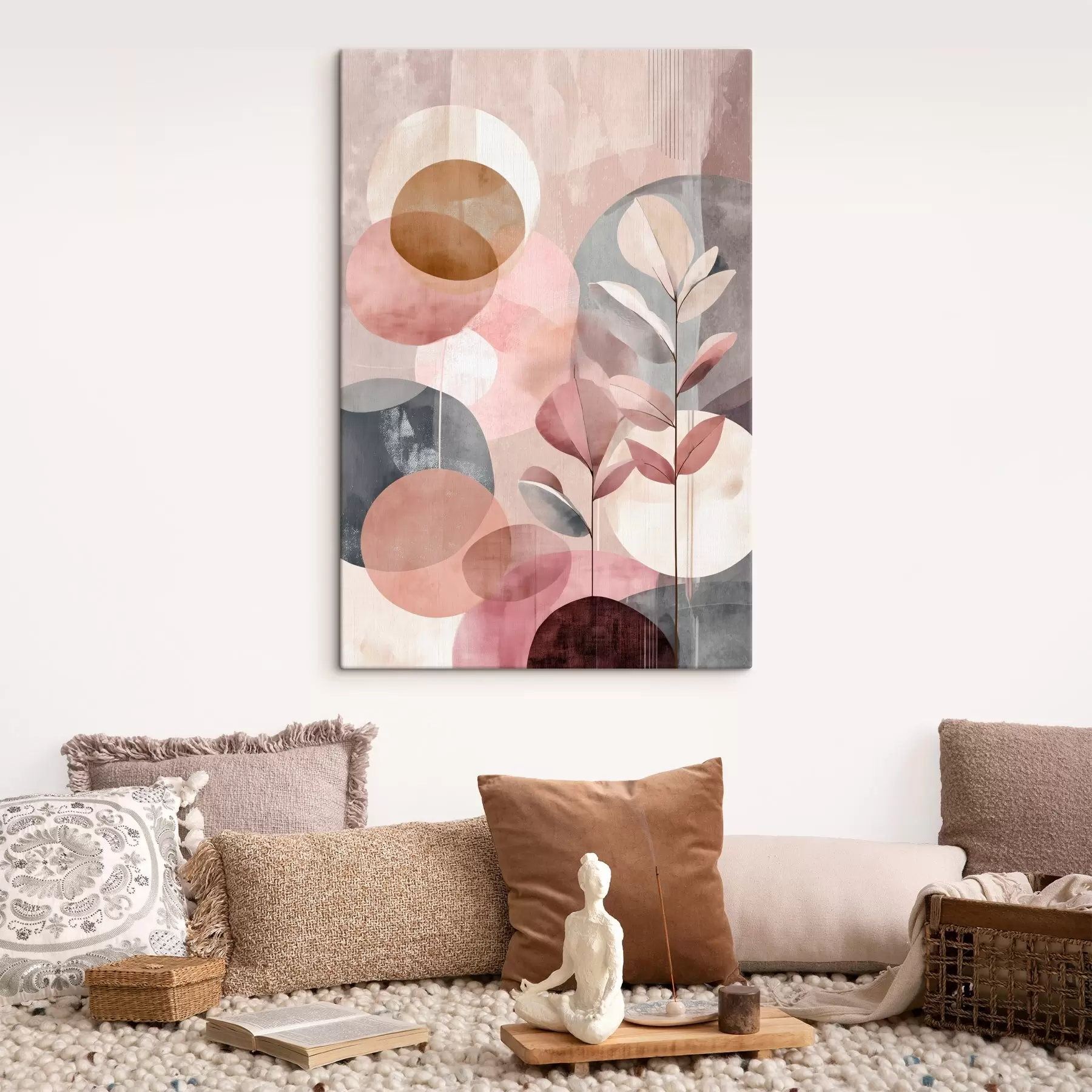 Wandbilder Abstrakte Komposition mit Kreisen in Terrakotta-Rosa-Farben s47977