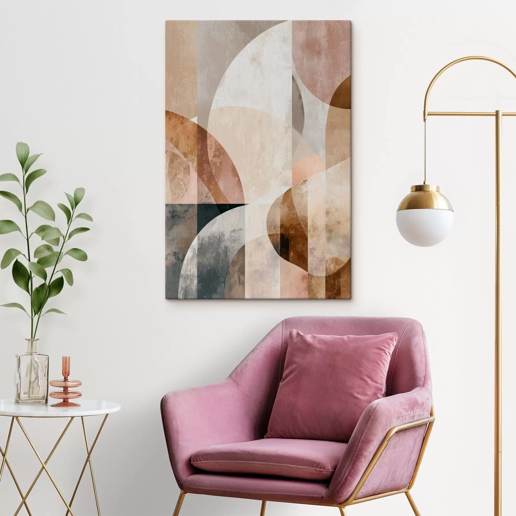 Wandbilder Moderne Komposition mit kreisförmigen Formen und vertikalen Strichen s47980