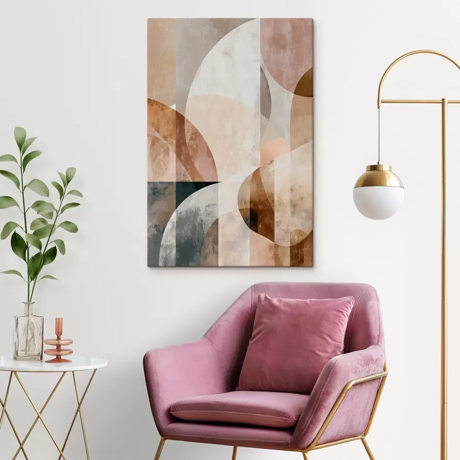 Wandbilder Moderne Komposition mit kreisförmigen Formen und vertikalen Strichen s47980