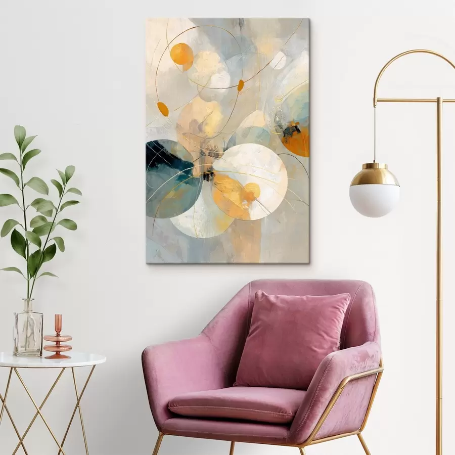 Wandbilder Zusammensetzung aus durchscheinenden Kugeln und strukturierten Flecken s47985