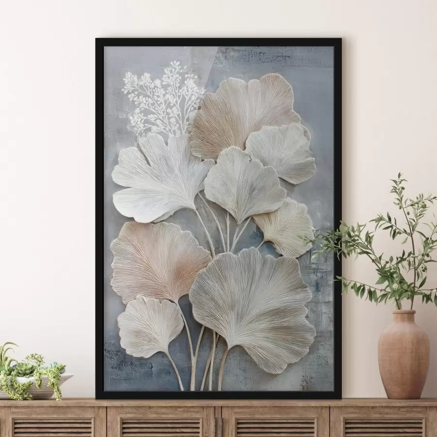 Fototapete Abstrakte Blumenkomposition in einer beige-blauen Farbpalette f47963