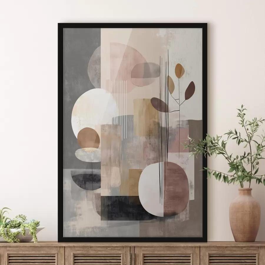 Fototapete Collage mit botanischen Elementen im Stil der digitalen Malerei f47981