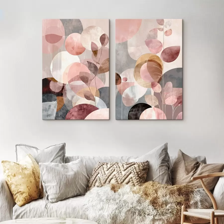 Wandbilder Komposition aus durchscheinenden Kreisen und eleganten Stielen m30035