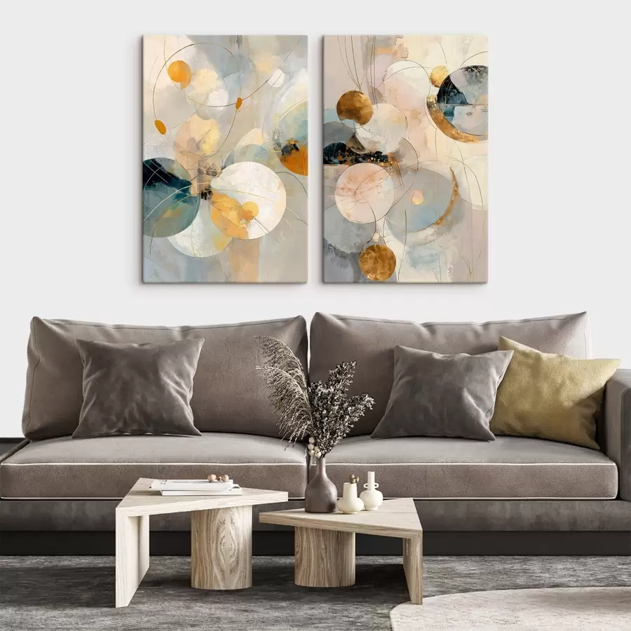 Fototapete Dekorative Kunst in Blau-Creme-Tönen mit sanftem Lichteffekt m30039