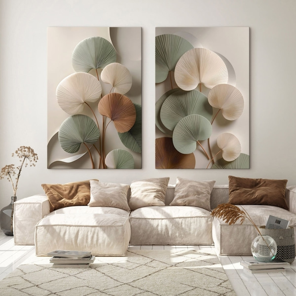Wandbild Abstrakte Komposition mit Blättern, Wandbilder Mehrteilig, m30152 : Uwalls.at