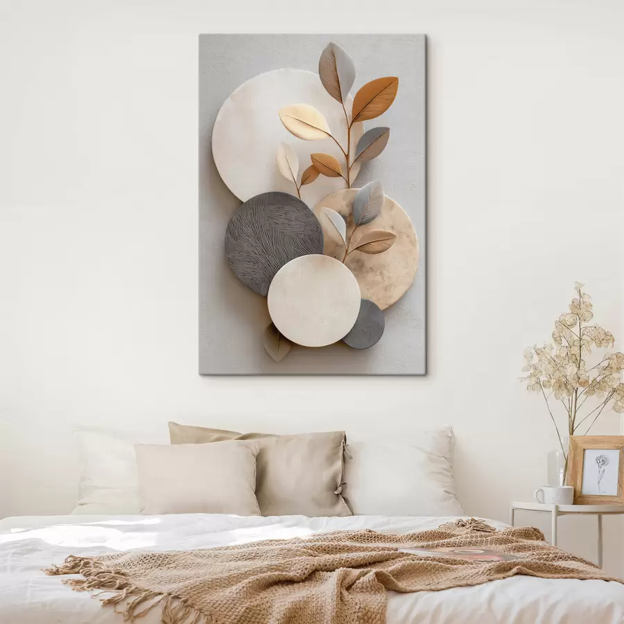 Fototapete Kreise und Zweige aus Blättern s48223