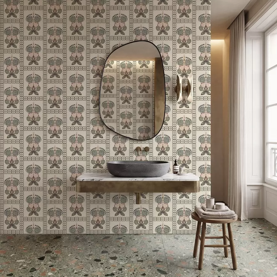 Fototapete Dekoratives Muster mit Schmetterlingen und Blumen a01125