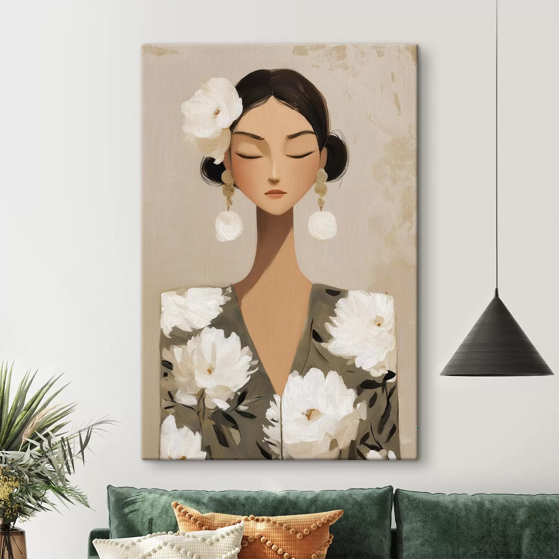 Wandbilder Mädchen mit Blumen im Haar s48233