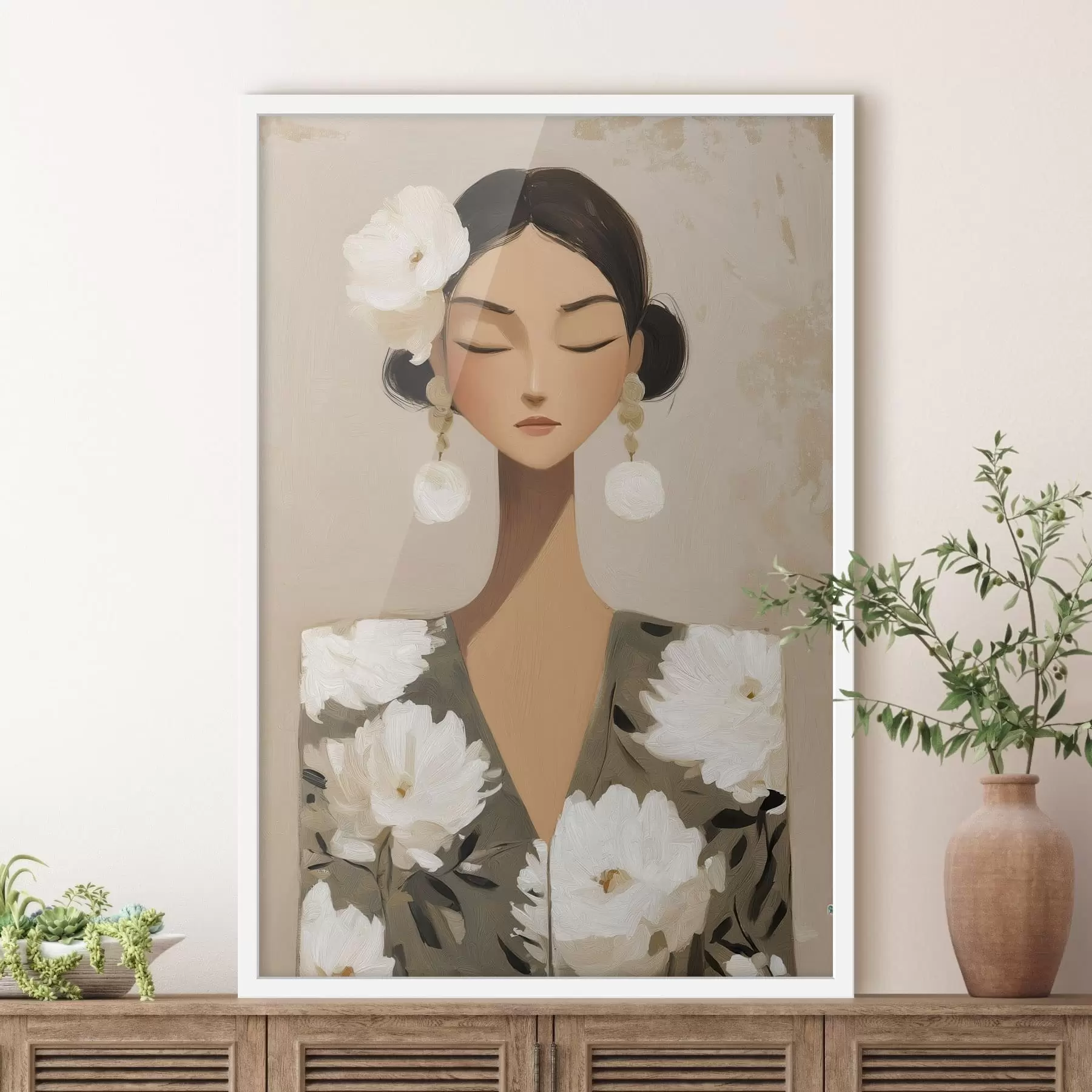 Fototapete Mädchen mit Blumen im Haar f48233