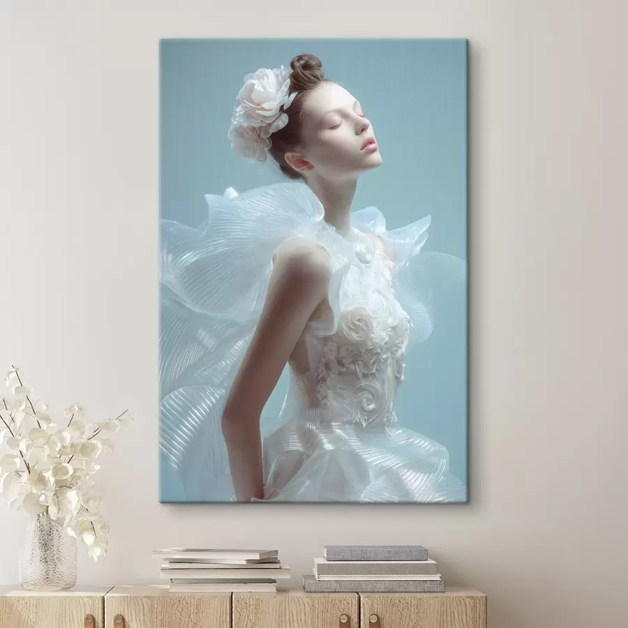 Wandbilder ein zartes Mädchen in einem weißen Kleid s48288