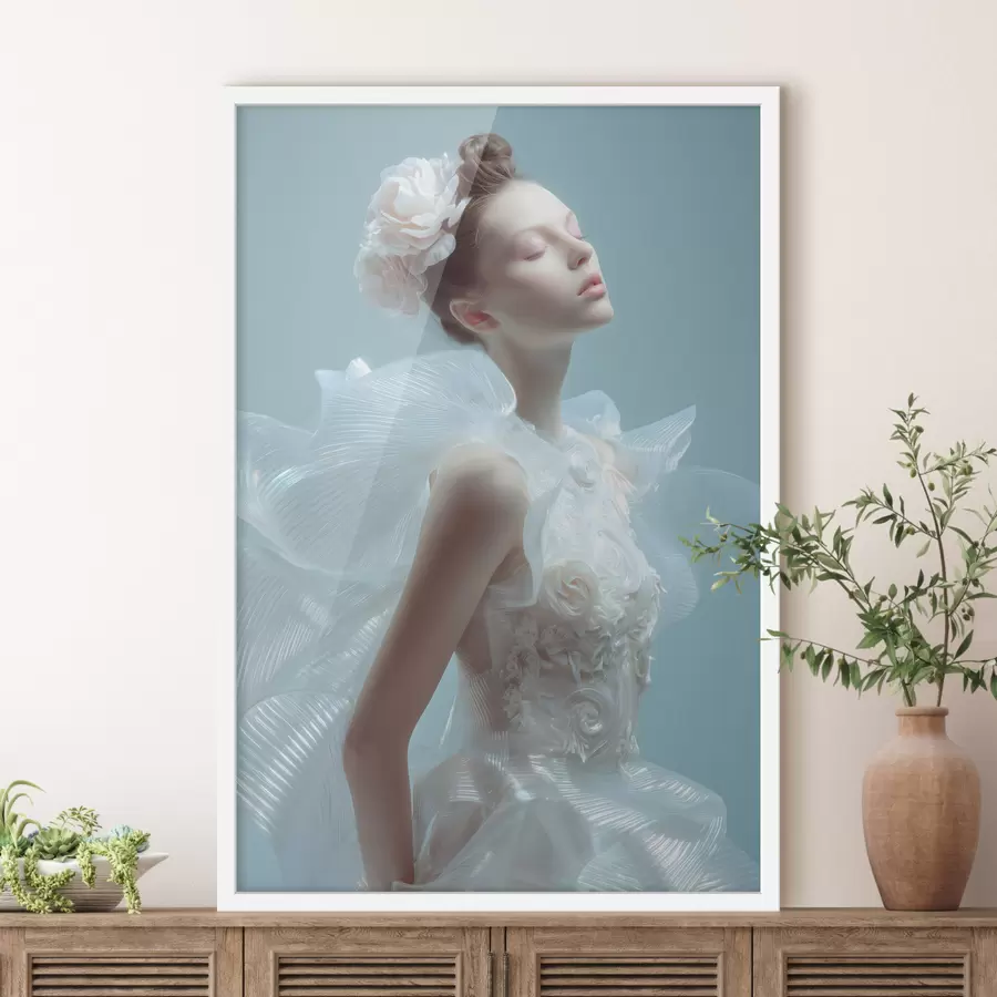 Fototapete ein zartes Mädchen in einem weißen Kleid f48288