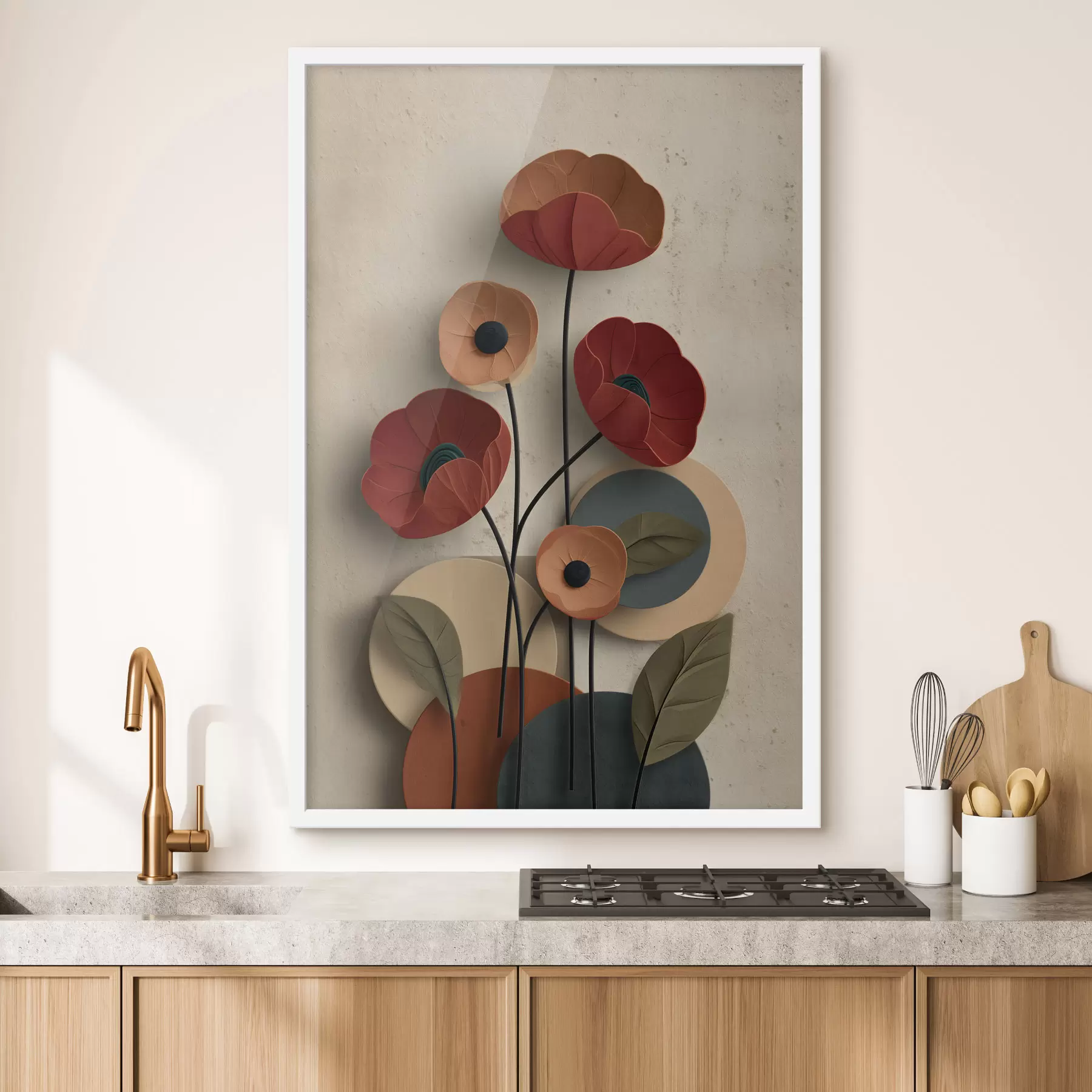 Fototapete Blumen in vereinfachtem Stil mit Volumeneffekt f48294