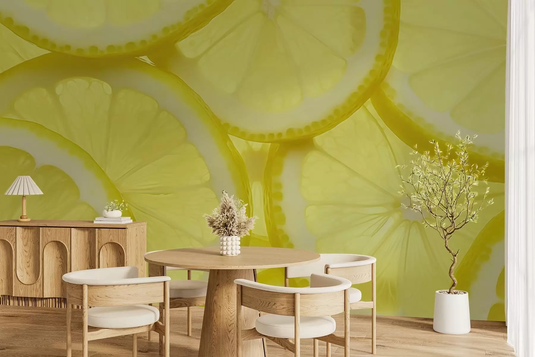 Fototapete Zitronenscheibe Textur w05351