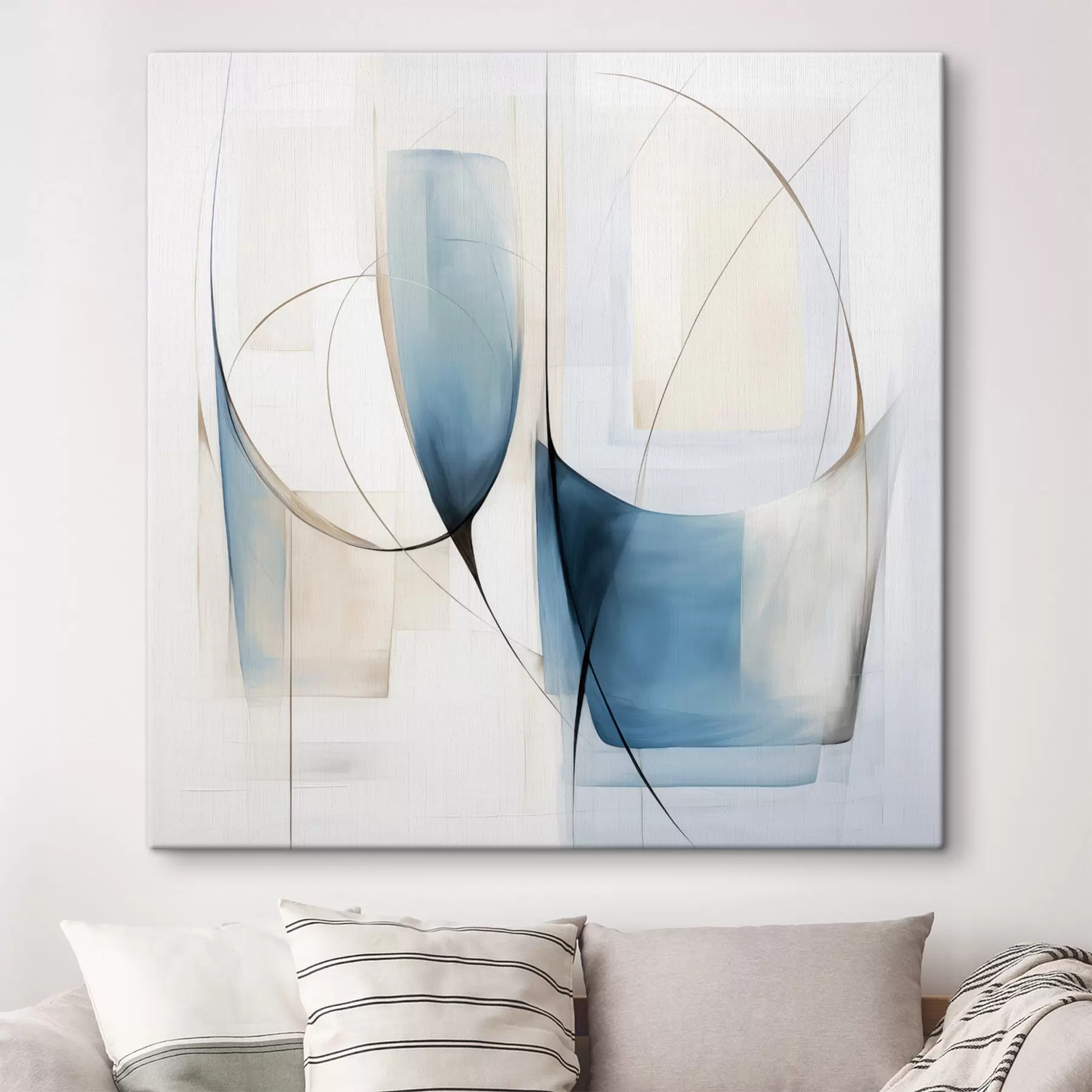 Fototapete Abstrakte, minimalistische Komposition mit blauen und beigen Formen s48403