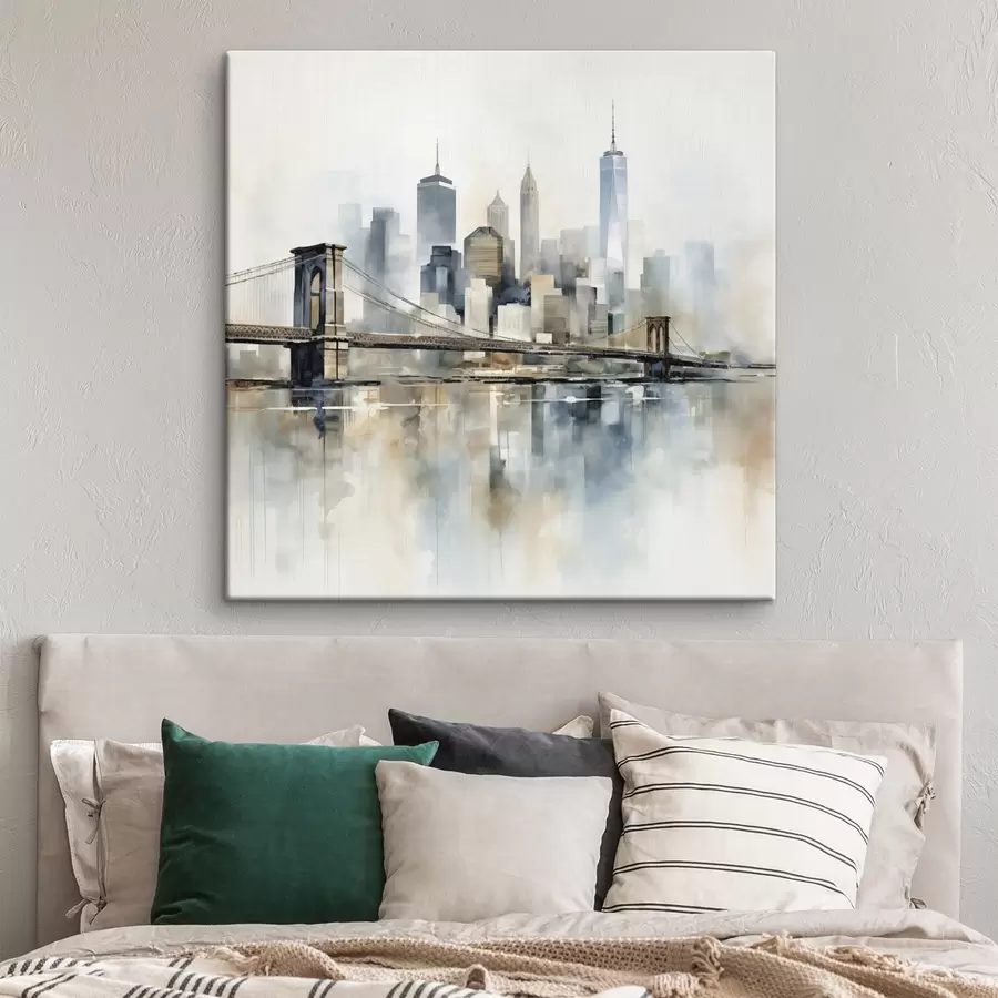Wandbilder Abstrakte Stadt-Skyline im Aquarellstil s48405