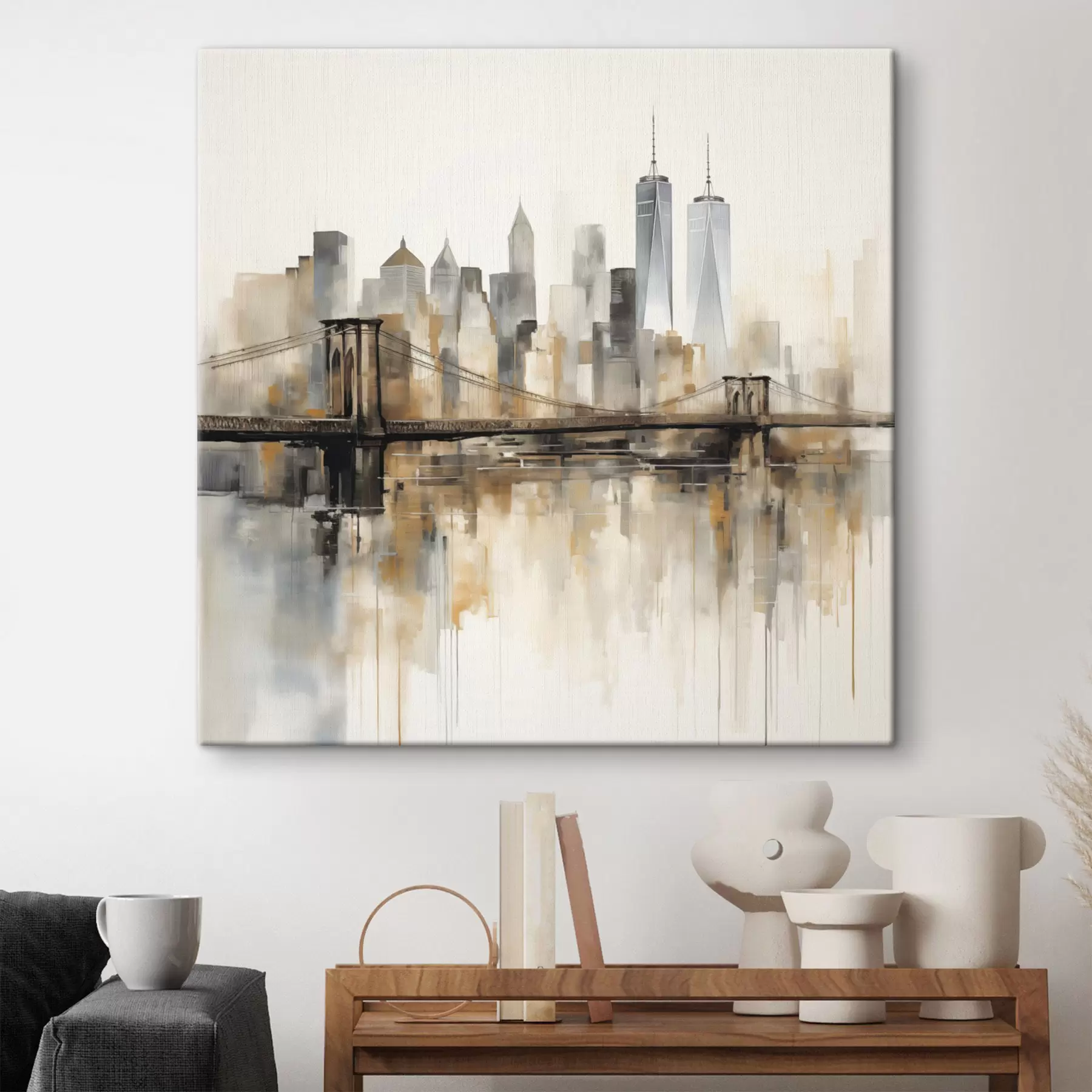 Wandbilder Abstrakte Stadt-Skyline im Aquarellstil s48406