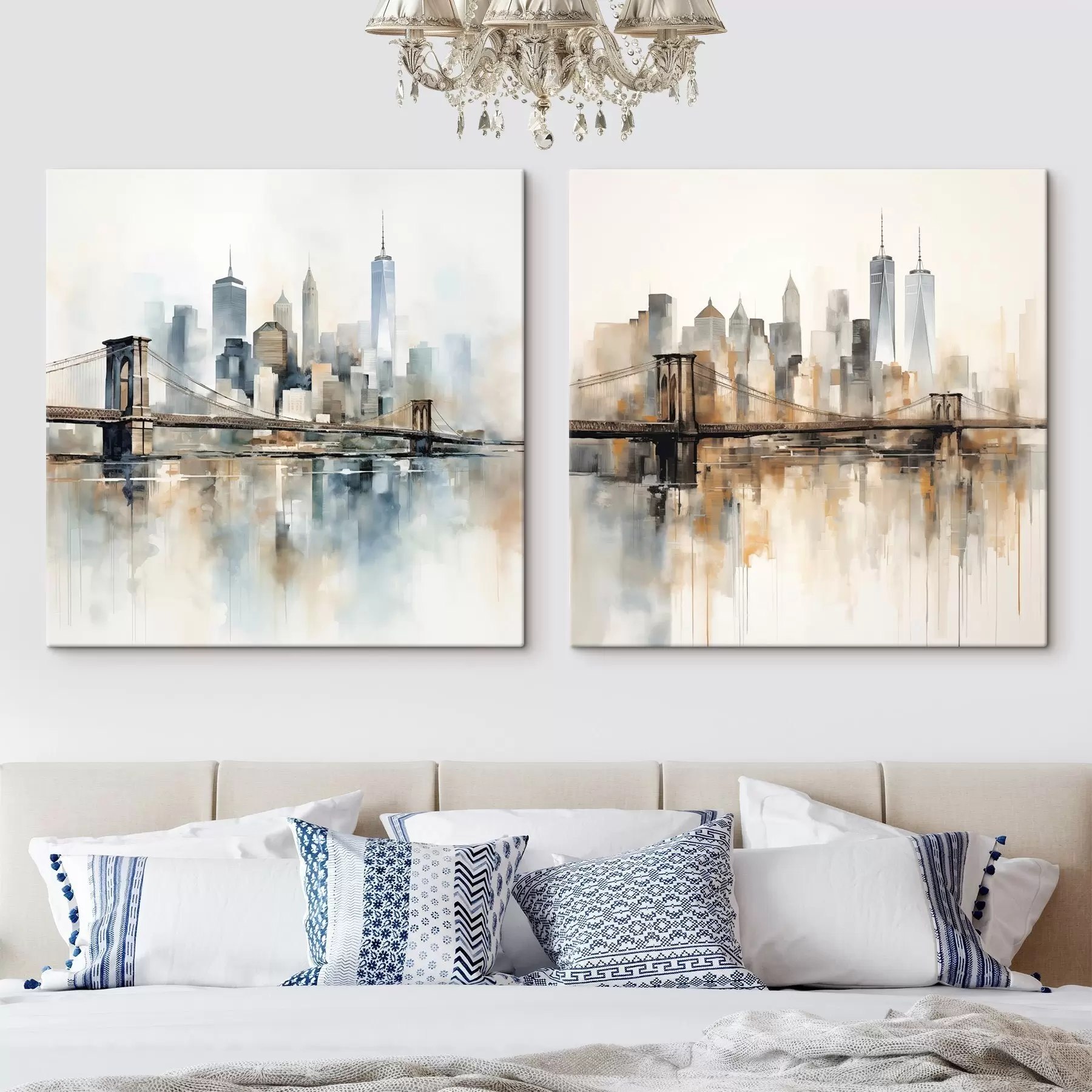 Wandbilder Abstrakte Stadt-Skyline im Aquarellstil m30207